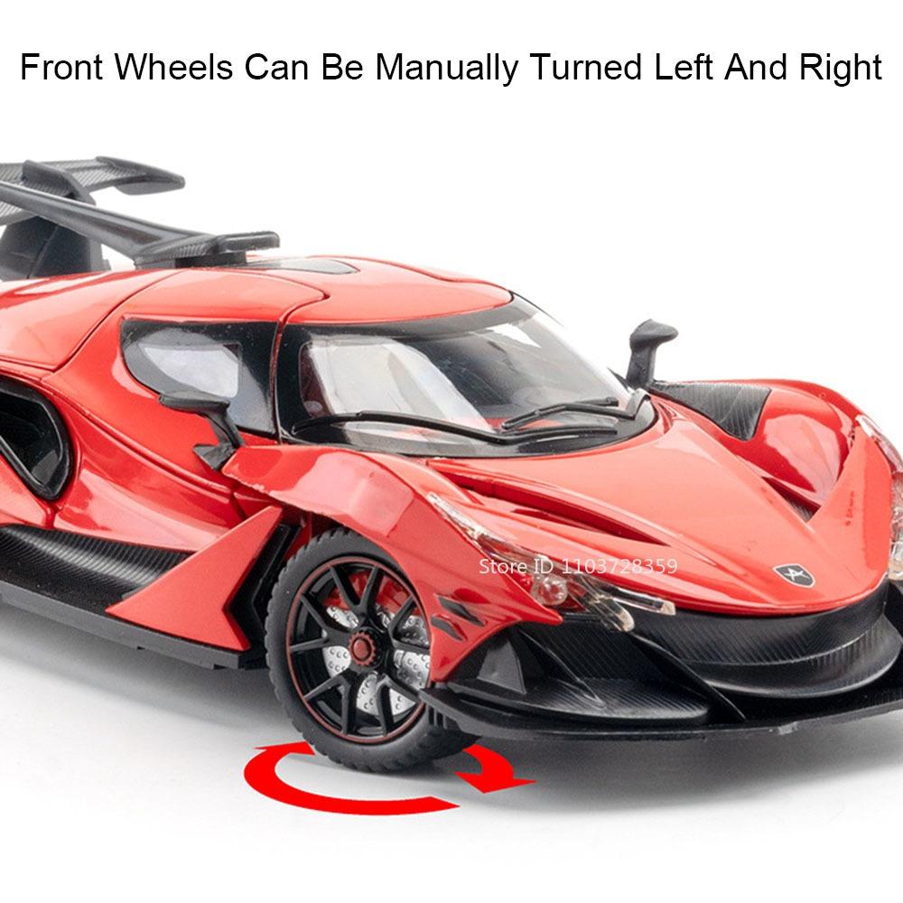 1:24 Apollo IE EVO Sports Car Toy Models Alloy Diecast Mini Supercars Sound Light Doors Opened Pull Back for Children Presents
