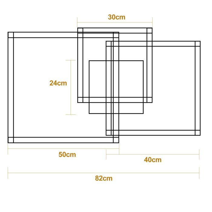Plafonnier LED - NETTLIFE - 84W - Dimmable avec télécommande - Noir métal - 3000K blanc chaud