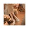 Sheepskin Version~ Sweet Bow Splicing Shallow Mouth Flat-bottomed Ballet Shoes Women's Single Shoes