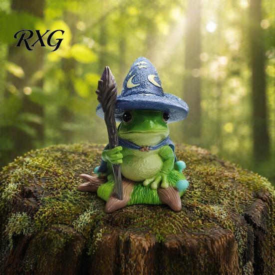 Detailed Star Moon Spider Figure Witch Frog Ornaments, Resin Magic Wizard Figurine, Micro-landscape Miniature Waterproof Micro Landscape Statue