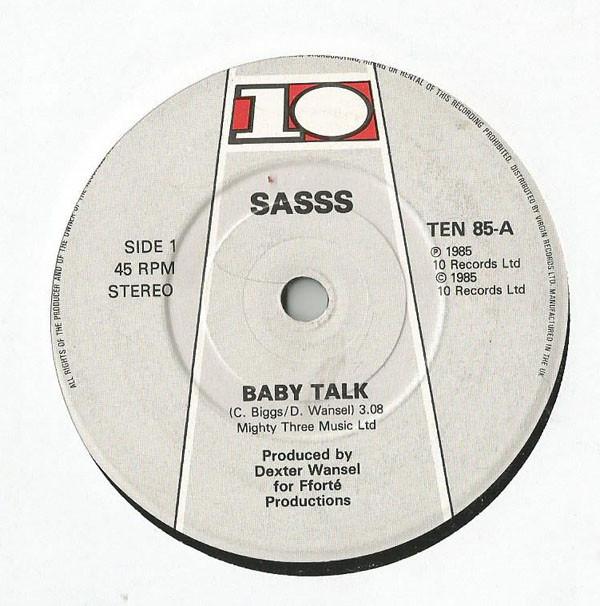 7-дюймовая пластинка SASSS Baby Talk TEN85 10 пластинок 1985 Великобритания SoulFunk Б/У