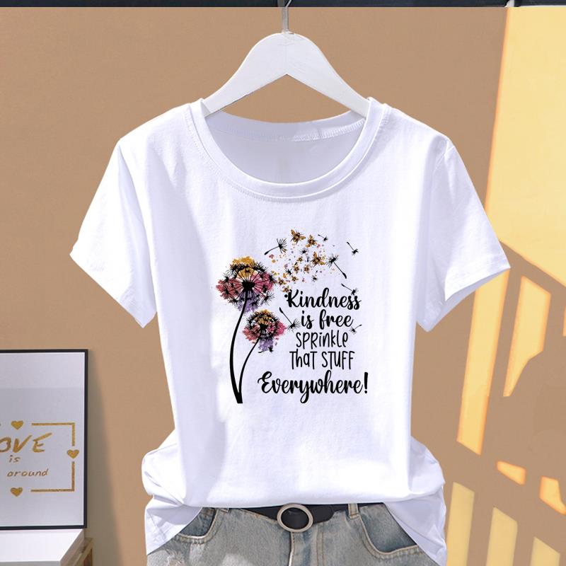 (Asian Size) Graphic Tee T Clothing Love Sweet Letter Style Casual Fashion Print Female Casual Women's Top Lady Short Sleeve T-shirt