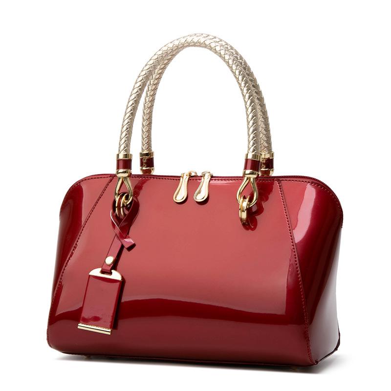 Patent Leather Glossy Women's Bag Boston Women's Bag Fashion Single Shoulder Crossbody Handbag