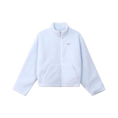 Сплошной цвет с воротником-стойкой на молнии, повседневная свободная толстая флисовая куртка, женская куртка фиолетового, синего цвета FV4009-423