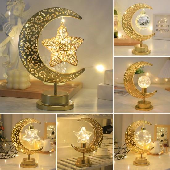 Металлическая светодиодная лунная лампа, мерцающее бесплатное мягкое освещение, креативный полый дизайн, ночник для спальни, украшение для прикроватной настольной лампы