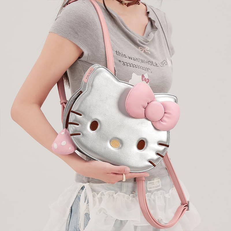 Коллаборация Hello Kitty Рюкзак Hello Kitty для Женщин Милая Мордочка Кошки 3D Большой Ограниченная Серия Идеально для Социальных Мероприятий и Свиданий [Toutou] - Дизайн, Лента,