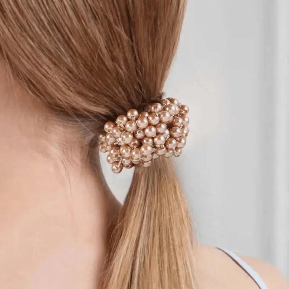 1/3pcs Woman Elegant Pearl Hair Ties Beads Girls Bow Scrunchies Rubber Hairbands Ponytail Holders Hair Accessories Elastic Hair Bands