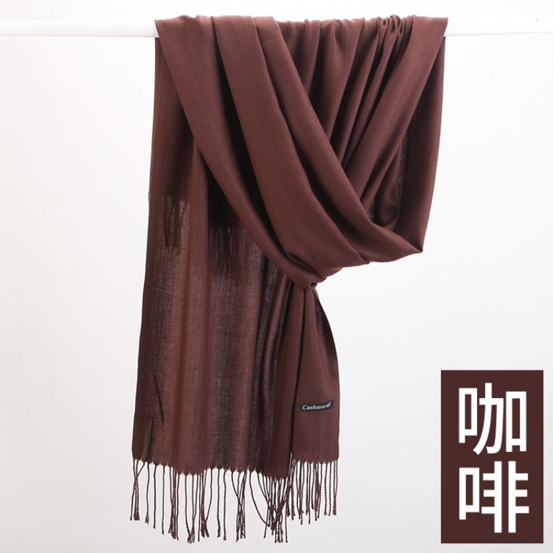 Autumn and Winter New Cashmere Scarf Women's Thickened Fringed Warm Pulled Solid Color Bright Red Scarf Shawl