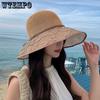 Весна-лето Широкие поля Открытый Дышащие Складные Пляжные Солнцезащитные Кепки Женские Лоскутные Повседневные Однотонные Солнцезащитные Кепки с Ветрозащитной Веревкой