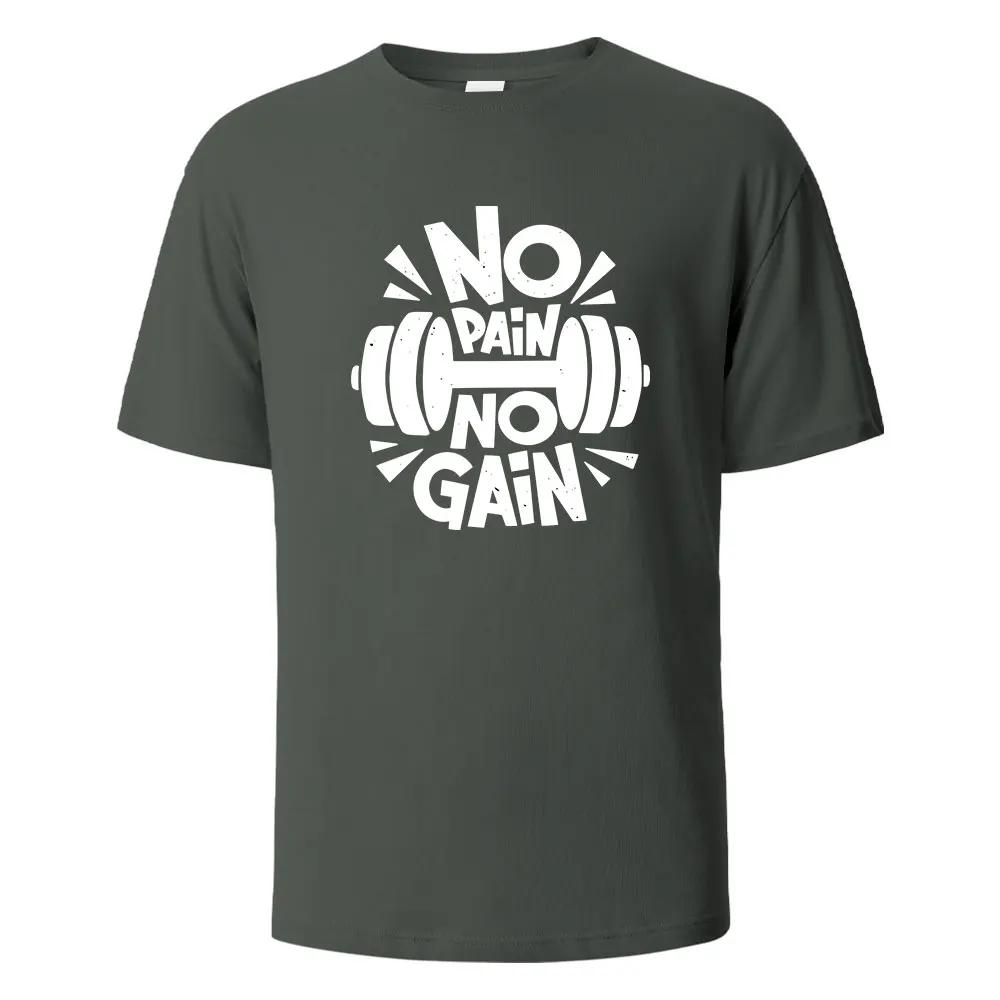 No Pain No Gain Print T-Shirt 100% Cotton Summer Tees For UnisexOversize Casual Tops