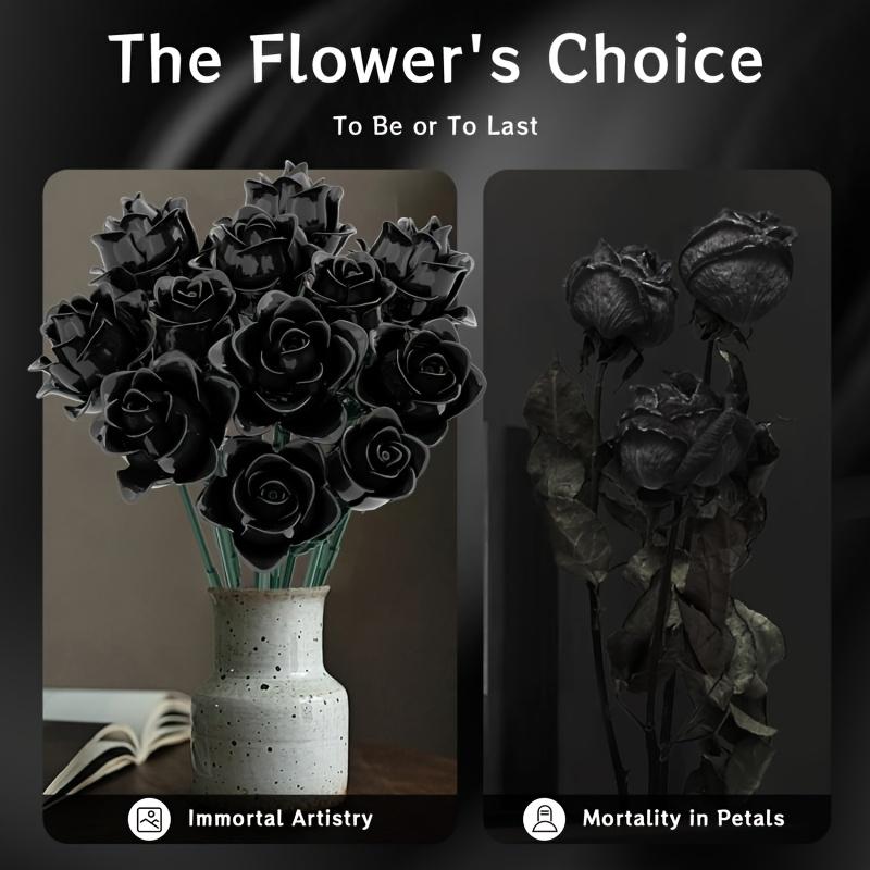 585 шт. Набор строительных блоков «Букет черных роз» Готический искусственный цветок Домашний декор Кирпичики Детские развивающие игрушки Праздничные подарки