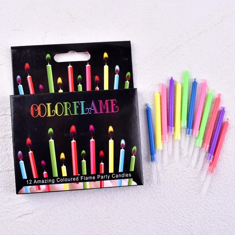 6/12Pcs Birthday Christmas Candles Novelty Decorations Romantic Candles Paraffin Wax Super Bright Candles for Kids Children