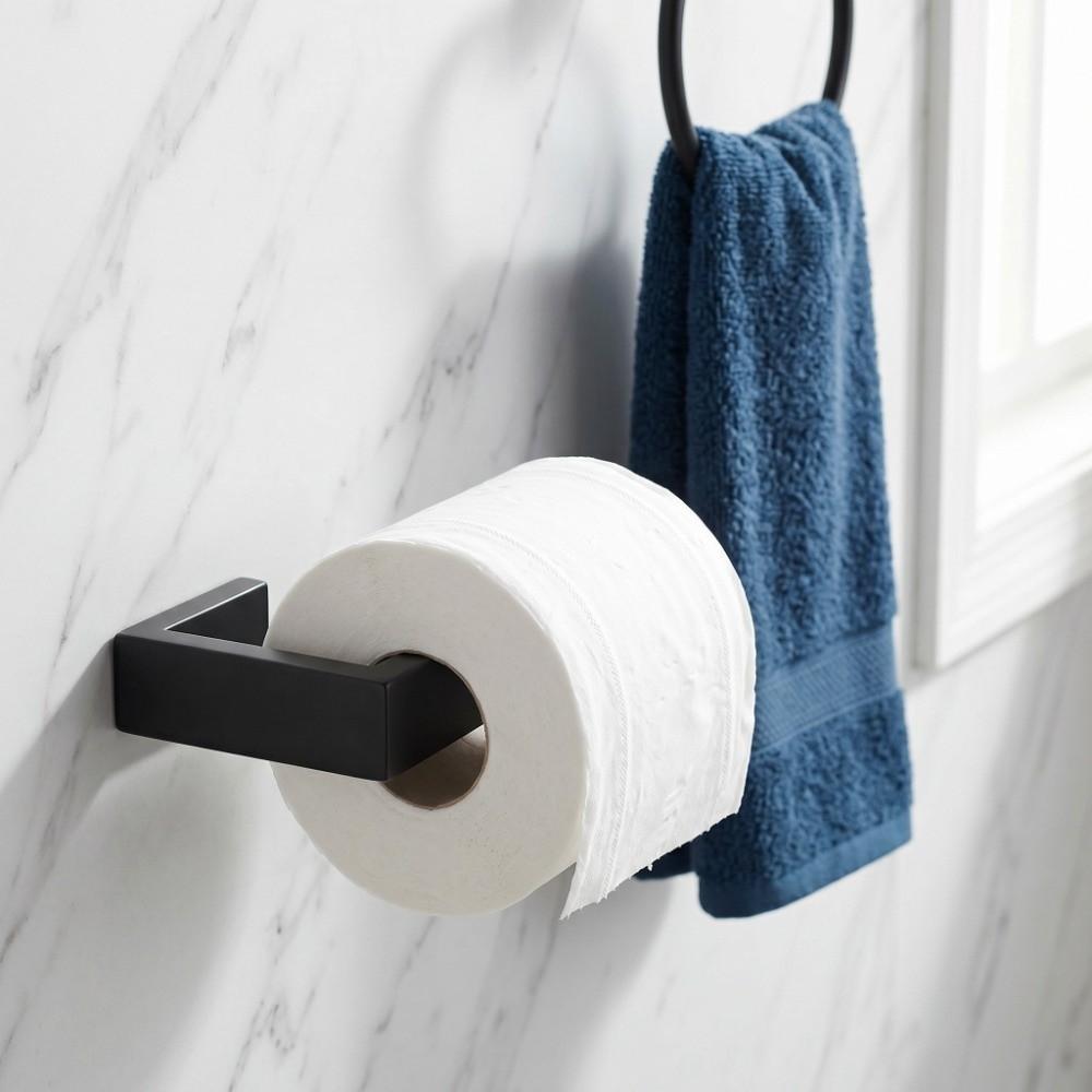 Stainless Steel Towel Rack Black Towel Bar Modern Toilet Paper Holder Toilet Paper Holder