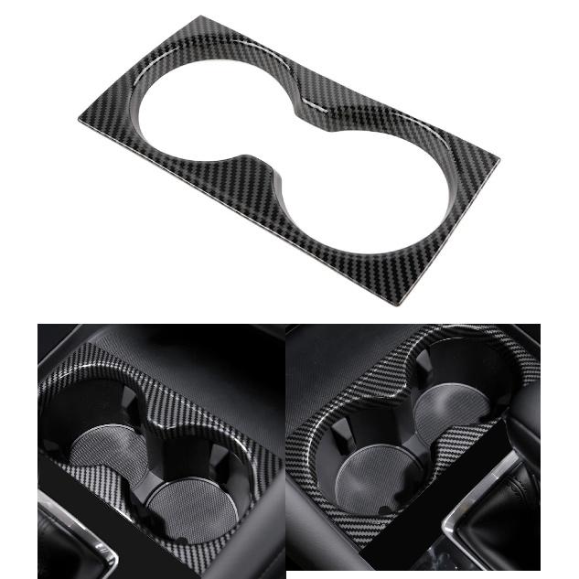 For Mazda 3 Axela Car Central Console Water Cup Cover Sticker Trim ABS Plastic Carbon Fiber Style