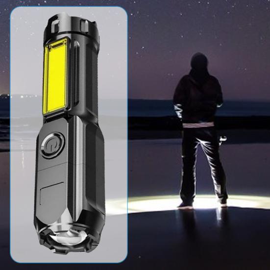 Outdoor LED Flashlight Zoomable Telescopic High Lumens USB Rechargeable Super Bright Outdoor Portable Camping Emergency Handheld Torch