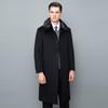 Зимнее кашемировое пальто мужское средней длины с утолщенной подкладкой из пуха, теплое пальто для папы среднего возраста, шерстяной шерстяной верх