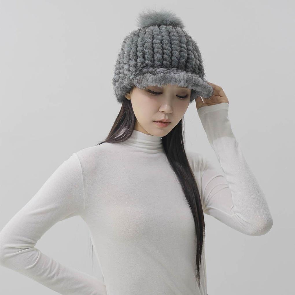 KARRA (up to 77) Real Mink 100% Drop-Detachable Cap Hat_A5W0004