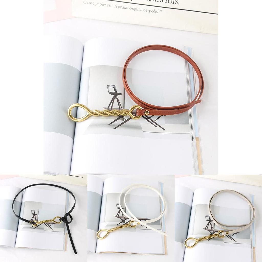 Fashion Gold Twists Knot Decoration Women Thin Belt For Fashion Dress And Summer Outfits