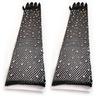 2 Pair Mesh Gloves Fishnet Crystal Rhinestone Long Full Finger Arm Opera Party Lace