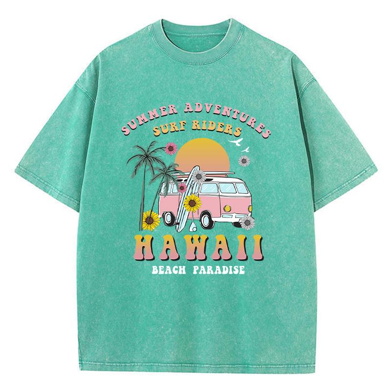 Summer Hawaii Beach Paradise Print T-Shirt Women Street Summer T Shirts Oversize Casual Short Sleeve Breathable T Shirt