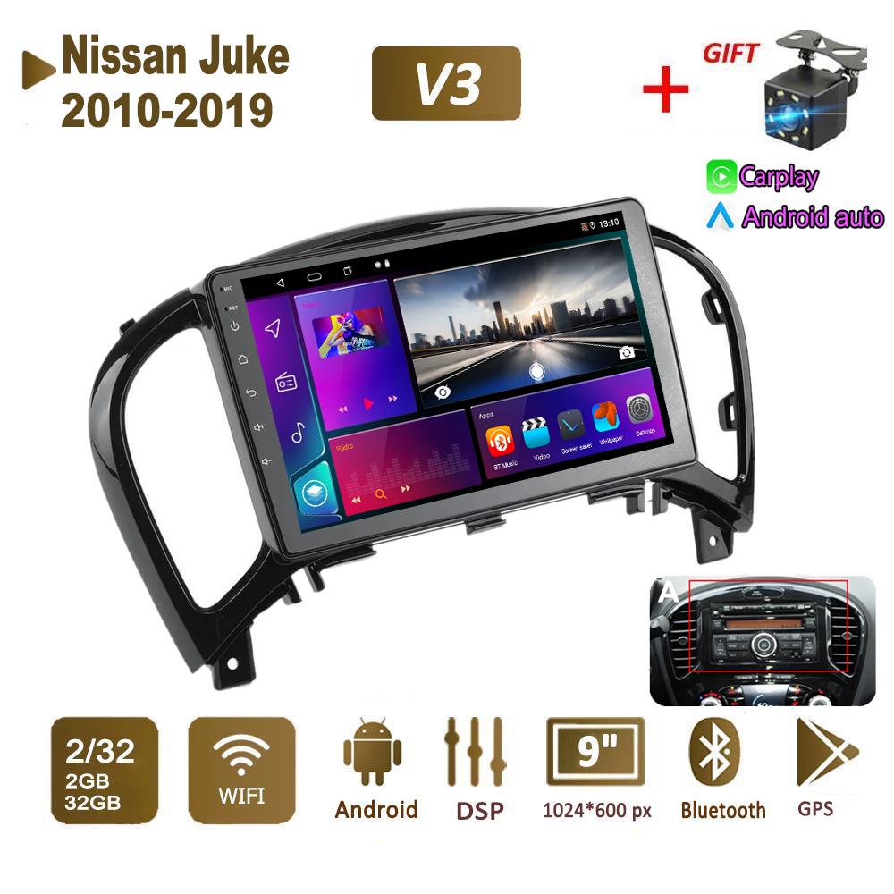 Android Car Radio Stereo For Nissan Juke 2010-2019 GPS Navigation 2DIN 4 Core Multimedia Player 4+64GB Carplay Autoradio