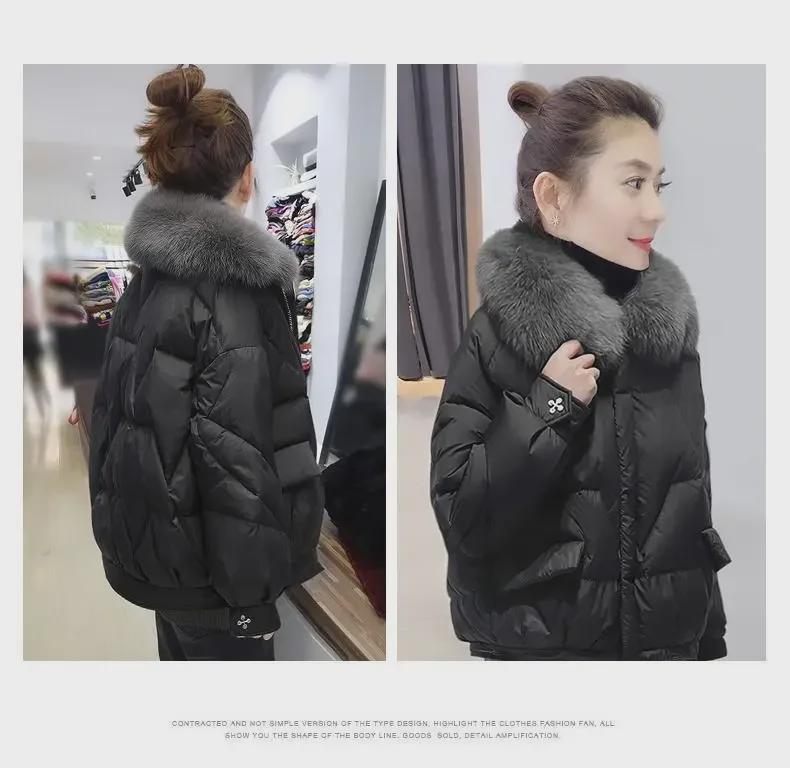 Plus Size Women's Fashionable Fur Collar Winter Coat