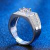 Ring Full of Diamonds, Domineering Silver-plated Imitation Moissanite Diamond, Two Carats Light Luxury and Strict Men's Diamond Ring