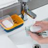 Soap Dish Dual Compartments Clear Dust-proof Lid Double Layers Quick Drain Countertop Modern Kitchen Bathroom Shampoo Bar Shower Soap Holder Container