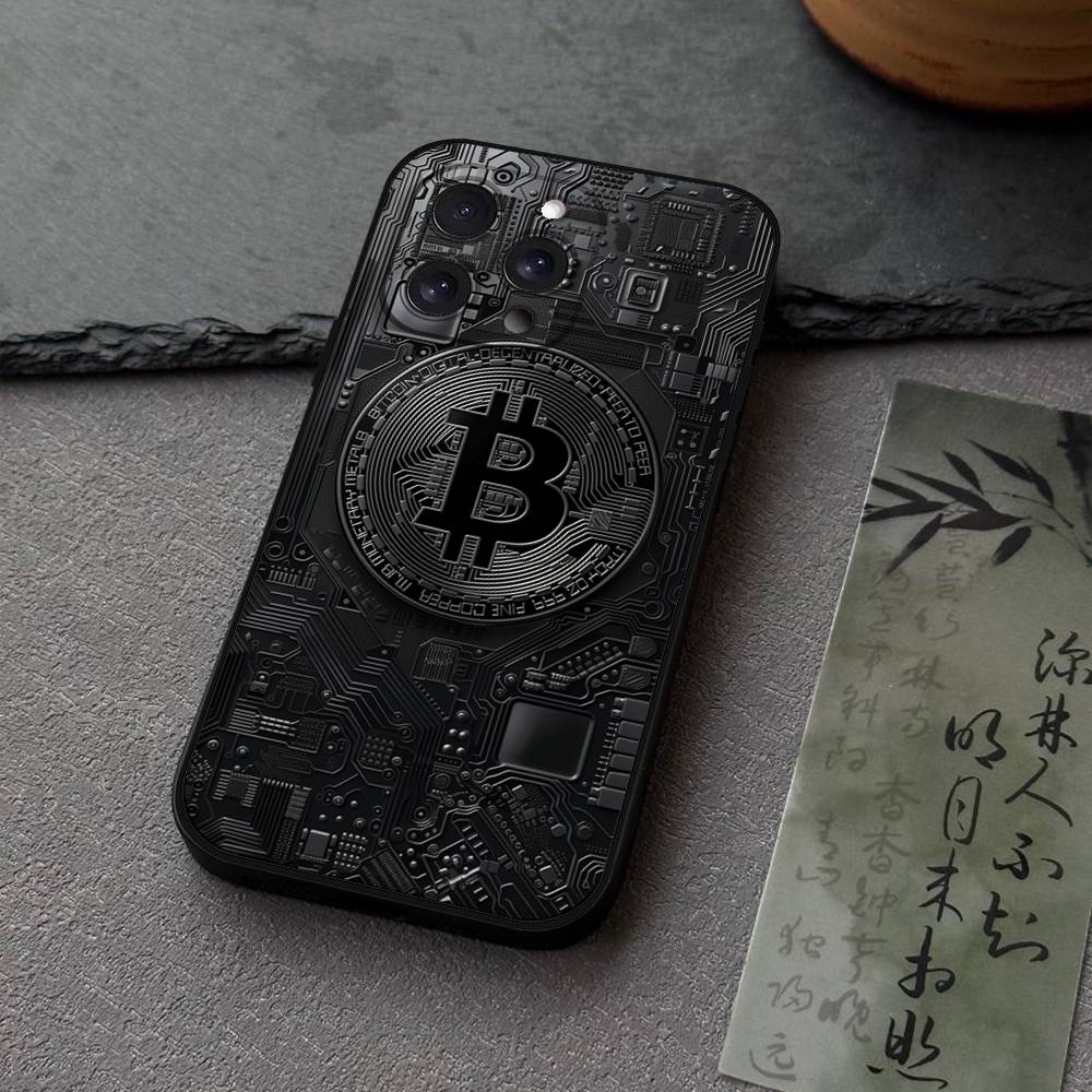 Чехол для телефона Bitcoin Для IPhone 17,16,15,14,13,12,11 Plus,Pro,Max,XR,XS,X,7,8 Plus,Mini Черный Силиконовый Мягкий
