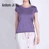 Женский трикотажный топ с коротким рукавом из шелка тутового дерева Anlom