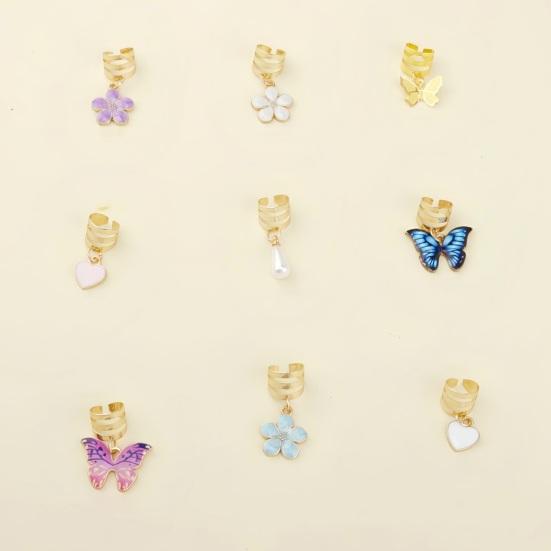 20Pcs Braid Hair Accessories, Alloy Braided Hair Clips with Butterfly Heart Flower Pendants, Spiral Design Hair Buckles