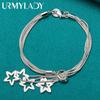 Браслет-цепочка из стерлингового серебра 925 пробы со звездами и пятью змеями для женщин, модные очаровательные ювелирные изделия для свадебной вечеринки
