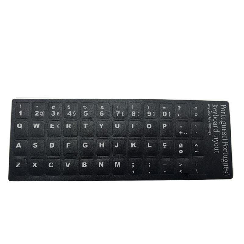 Универсальная самоклеящаяся наклейка на клавиатуру из ПВХ, прочный алфавит, черный фон, белая наклейка с буквами для ноутбука