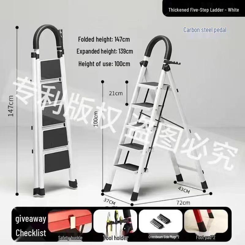 Portable Multi-Functional Four-Step Folding Step Ladder for Indoor Use