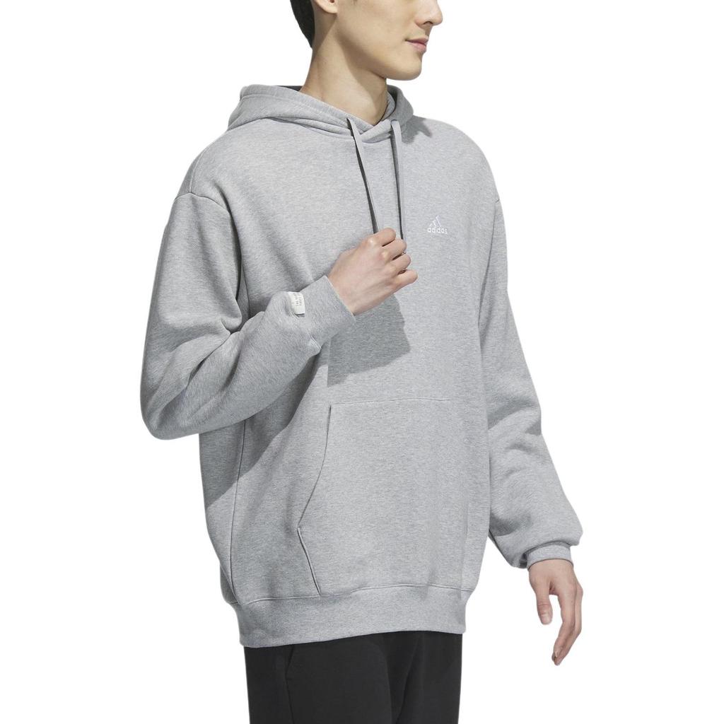 Adidas Thickened Fleece Lined Athleisure Hooded Pullover Sweatshirt Men's Medium Heather Gray (Unisex) Sweatshirts IV7586