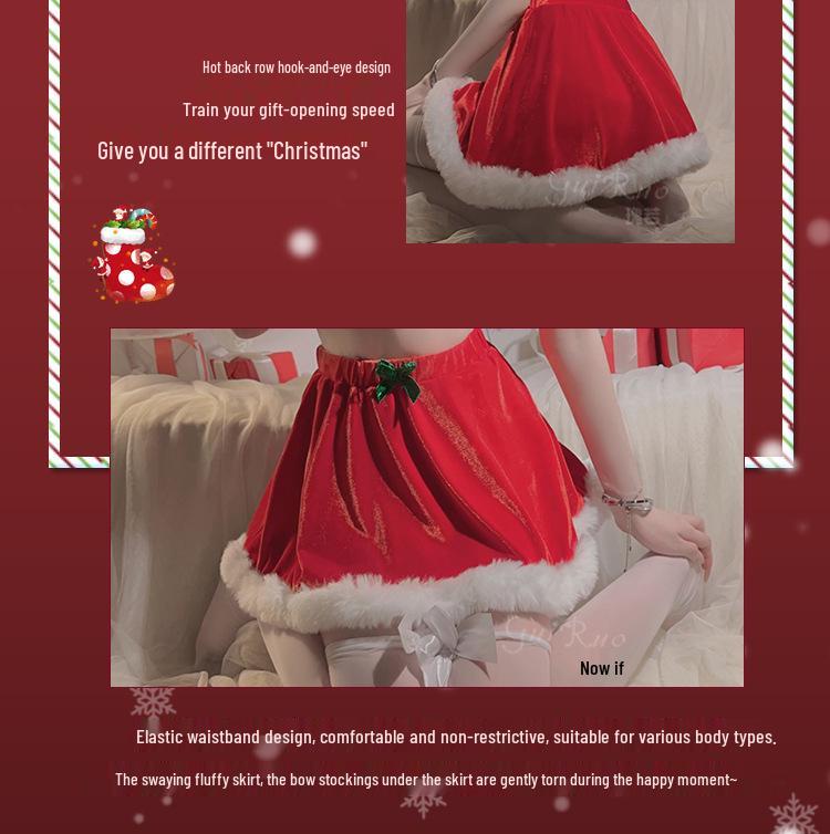 Бархатный рождественский плащ и юбка с плюшевым бюстгальтером 2769