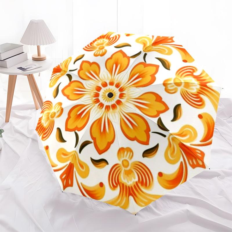 1pc Floral Ornament Automatic Open/Close Umbrella, Folding Compact Umbrella with Lightweight Design for Women/Men yy251011068