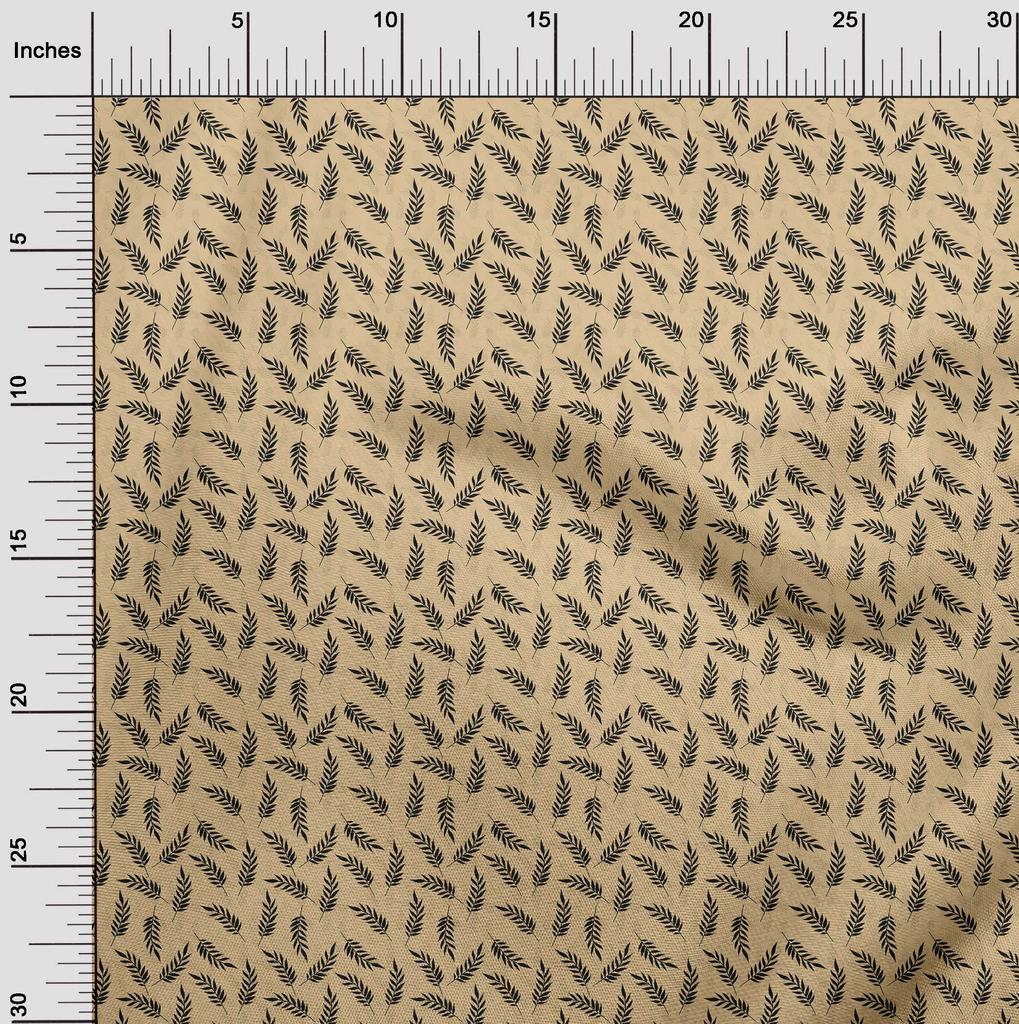 oneOone Cotton Flex Dark Beige Fabric Leaves Sewing Craft Projects Fabric Prints By Yard 40 Inch