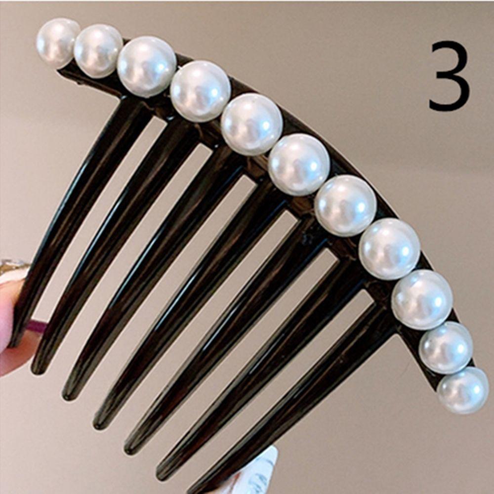 Women Teeth Hair Clip Headwear Pearl Hair Combs Sequins Hair Bun Maker Headpieces Hairpins