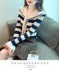Navy Striped Collar Sweater Women’s Autumn/Winter 2025 College Style Slim Fit Knitwear