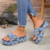 New Platform Slippers Women's Large Size Denim Plaid Cross Casual Wear Cool Slippers