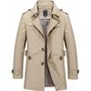 New Men's Spring and Autumn Leisure Jacket Trench Coat Long and Thin Cotton Washed Jacket Coat Men's Wear