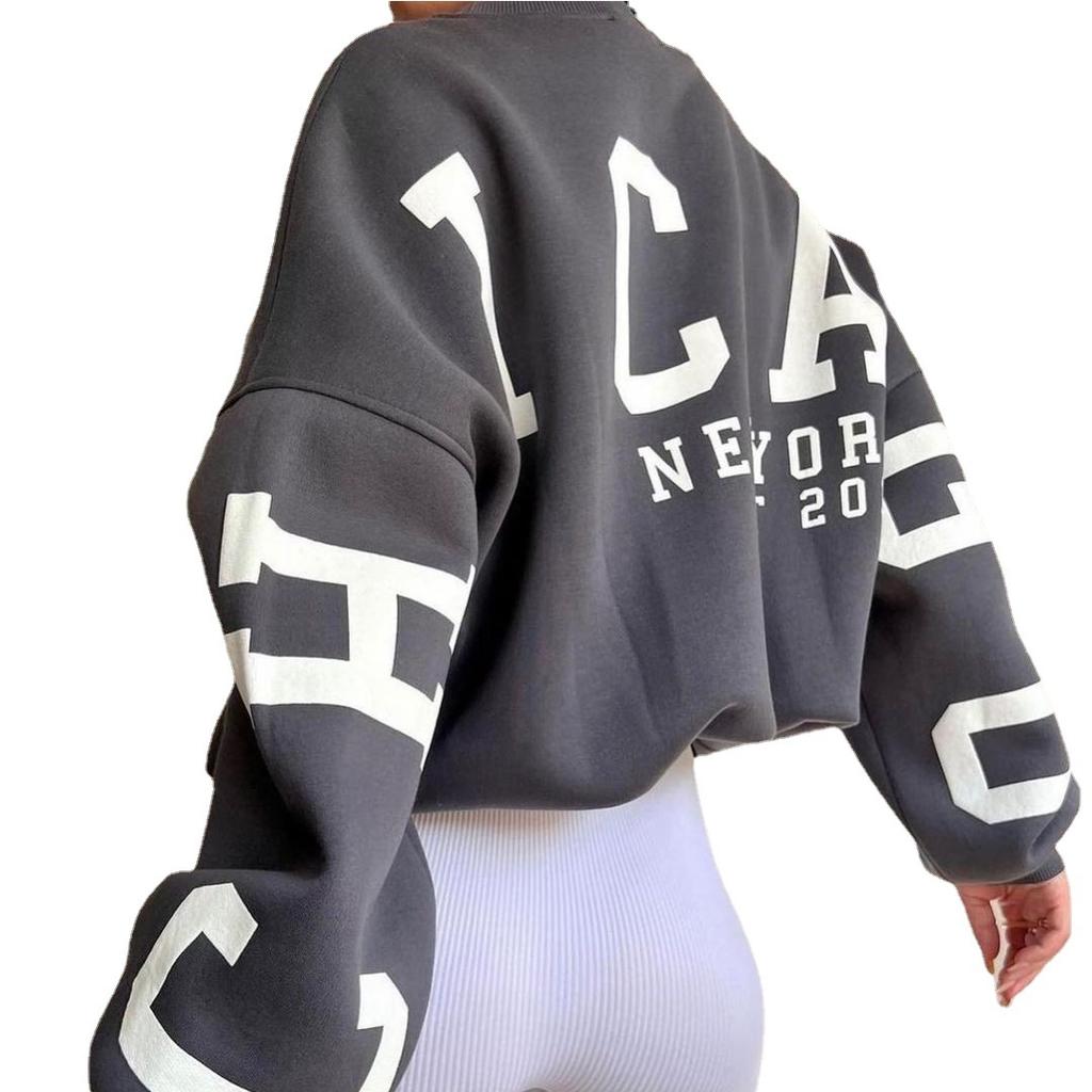 BITCED Женская повседневная модная толстовка с капюшоном и длинным рукавом с принтом