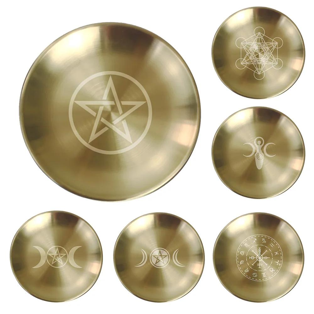 Pagan Ritual Tray Altar Pentagram Plate Crystal Stone Shelves Candle Holder Incense Burner Home Decor Accessories Witch Gift