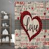 Valentine's Day Love Text Shower Curtain, Bathroom Decorative Shower Curtain, Waterproof Shower Curtain with Hooks