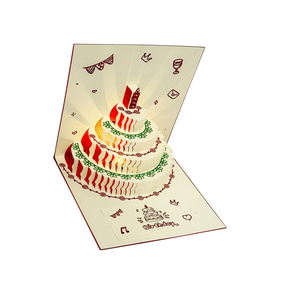 Музыкальная 3D-открытка на день рождения с музыкой и огнями. Художественная открытка на день рождения. Праздничная открытка, подходящая для вечеринок.