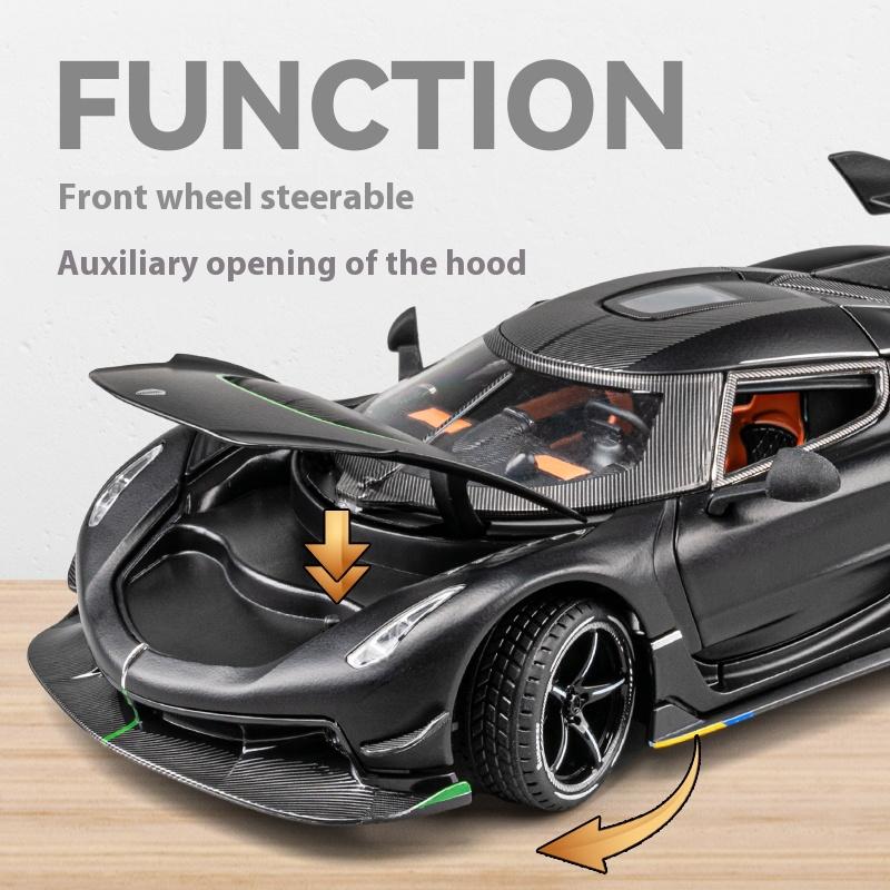1/24 Koenigsegg Jesko Крутая Спортивная Машина, Модель из Сплава, Дверь-Гильотина, Имитация Звука и Света, Воссозданные Детали, Изысканные Настольные Украшения