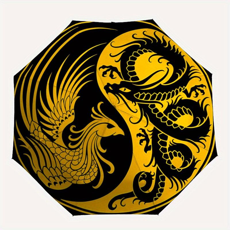 1pc Dragon Phoenix Yin Yang Print Automatic Open/Close Umbrella, Perfect Gift for Birthday, Christmas,Halloween, Trendy Fashion y250828105