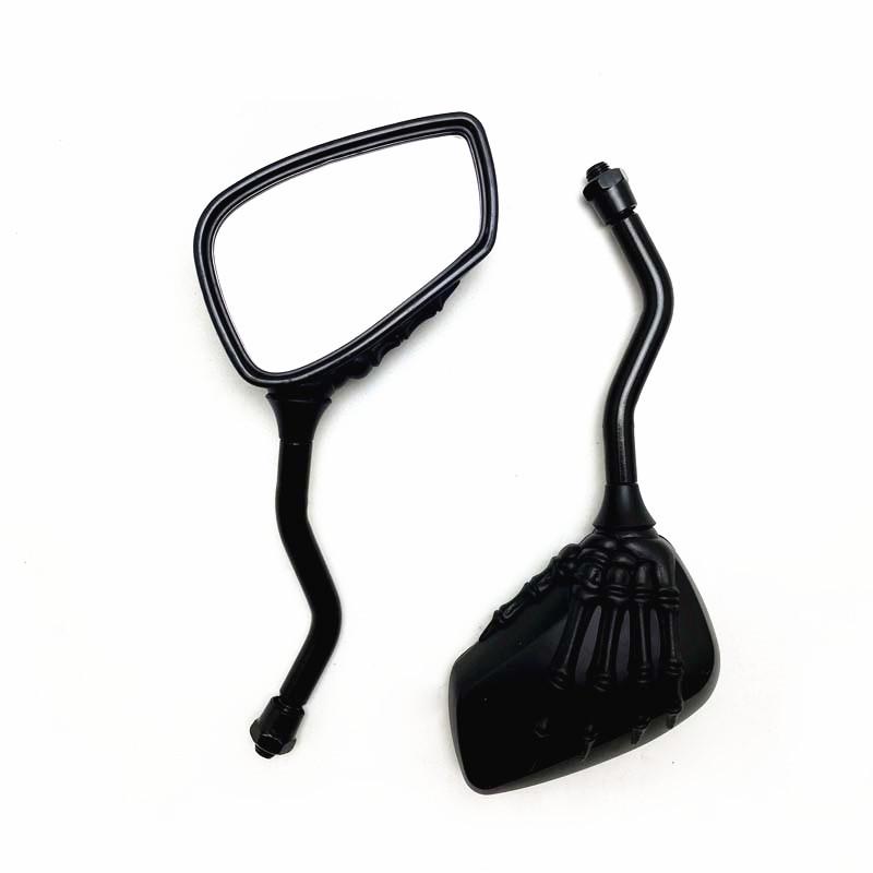 Universal Motorcycle Scooter Side Mirror Back/Silver Modification Skull Craw Shadow Rear View Mirrors Pair 8mm 10mm