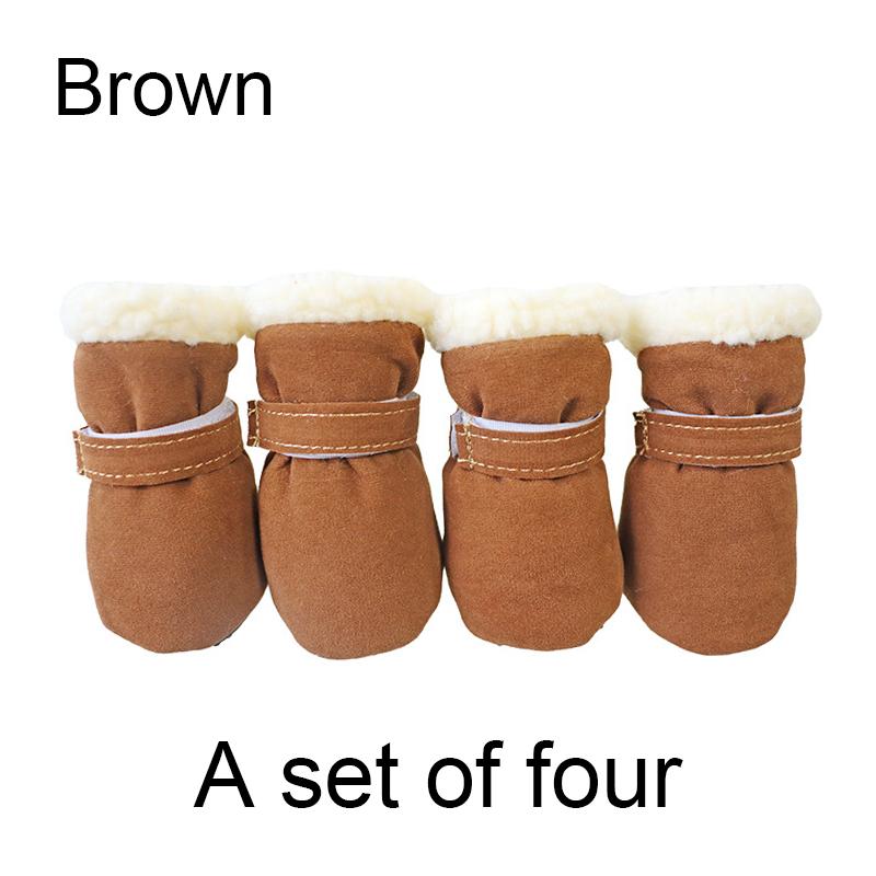 4 шт. Зимние водонепроницаемые теплые ботинки для собак мелких пород, нескользящие, для прогулок с щенками на открытом воздухе, аксессуары для домашних животных, носки для собак